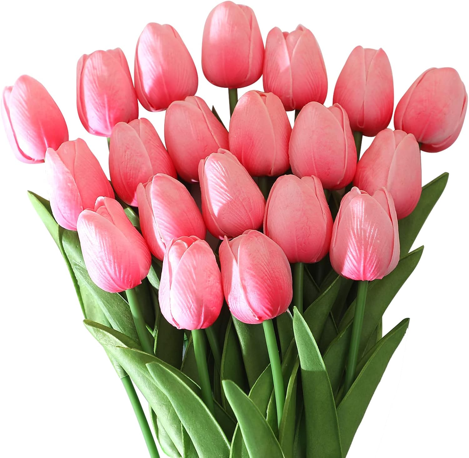 28 Tulipani Artificiali Sfumati Rosa In PU - Fiori Finti Realistici Al Tattoo Per Decorazioni Casa, Matrimonio, Centrotavola