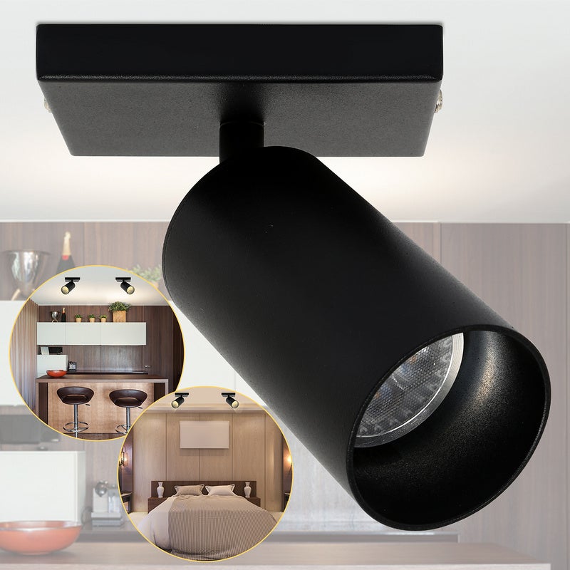 Plafonnier Spot de Plafond Kimjo avec 3 Spots Douille E14 - Noir