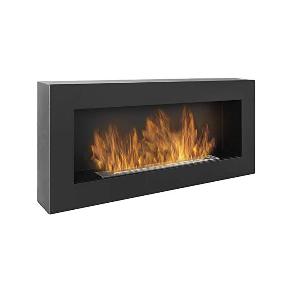 Chimenea de bioetanol de pared Siena Negro L 90 x P 12 x H 40 Leroy