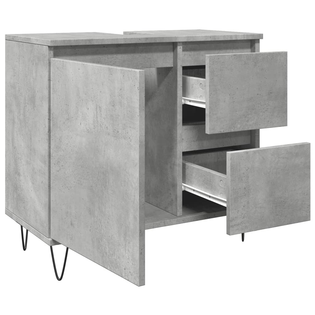 Mueble lavabo de baño gris hormigón 65x33x60 cm - 5