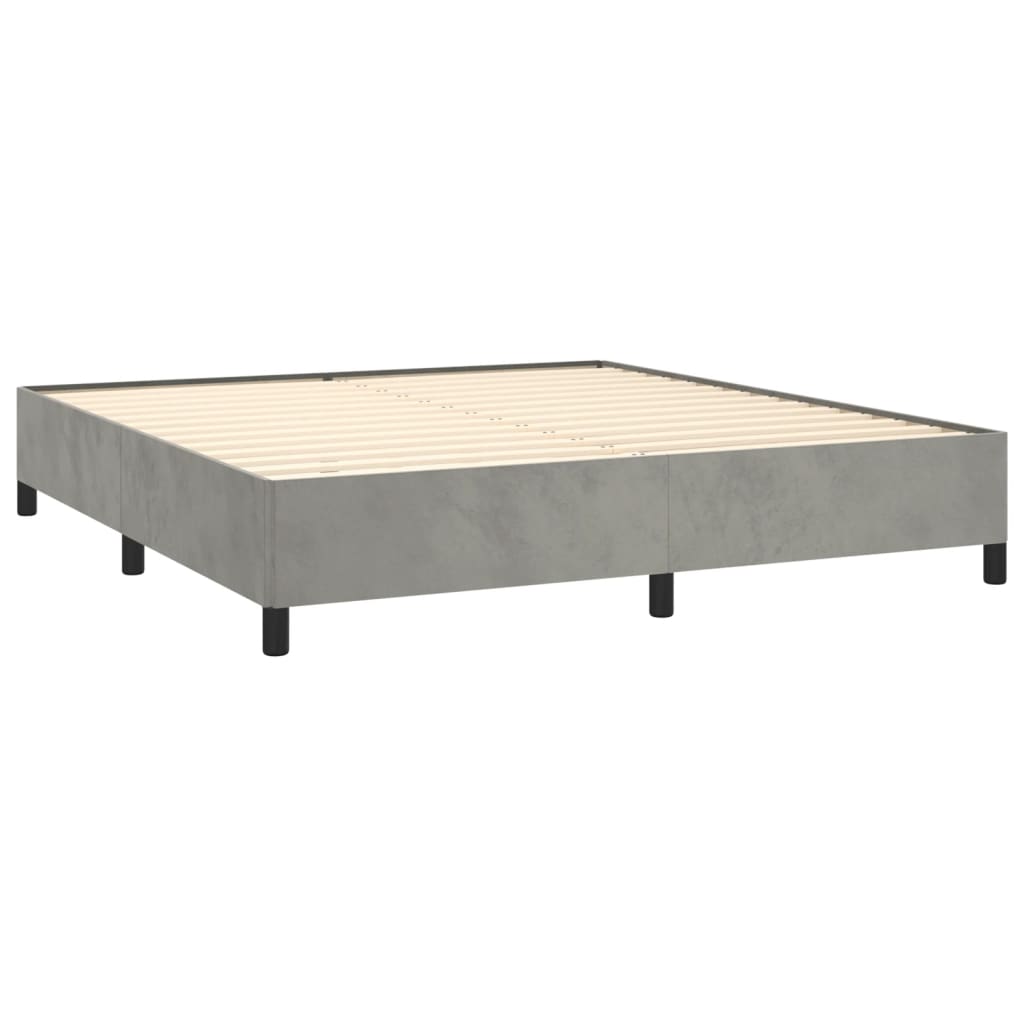 Cadre de lit sans matelas gris clair 160 x 200 cm en velours - 4