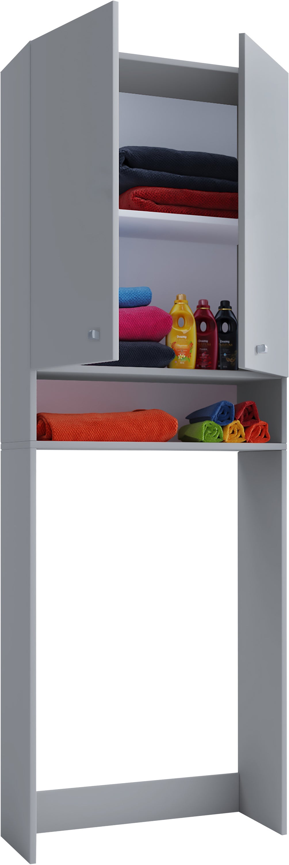 VCM Meble łazienkowe szafka na pralkę Lona Szary B. 64 x H. 182 x T. 27 cm