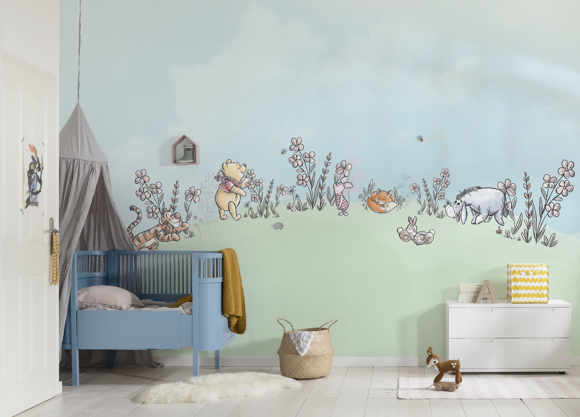 Papel pintado no tejido panorámico de komar - disney winnie the pooh curious minds - talla: 400 x 250 cm