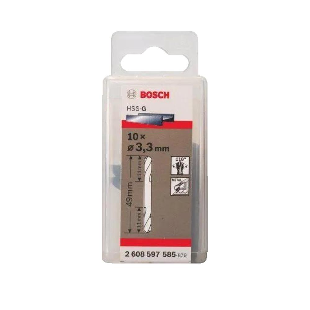 Wiertła z podwójnym ostrzem BOSCH HSS-G srebrne 3,3 mm x 49 mm zestaw 10 sztuk