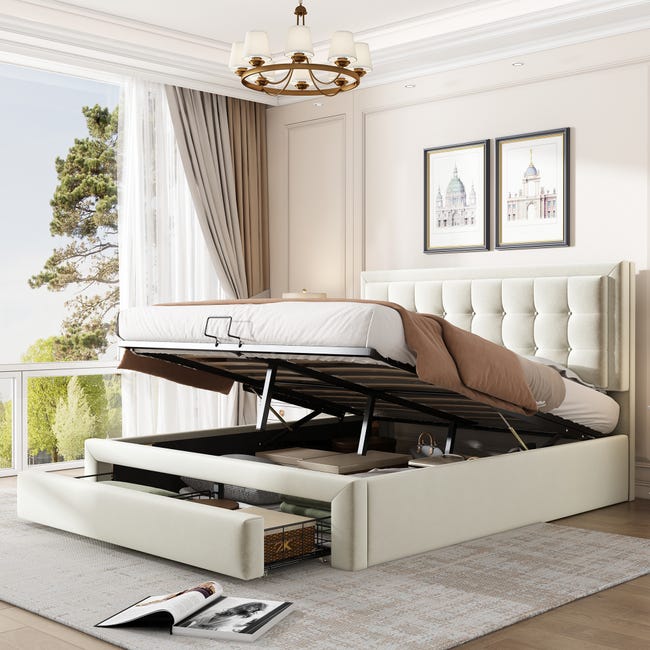 BPKADHY Letto matrimoniale imbottito 160 x 200, letto idraulico con cassetta, struttura del letto con testiera e rete a doghe in legno, moderno, letto funzionale, in velluto, nero BPKADHY Letto matrimoniale imbottito 160 x 200, letto idraulico con cassetta, struttura del letto con testiera e rete a doghe in legno, moderno, letto funzionale, in velluto, nero