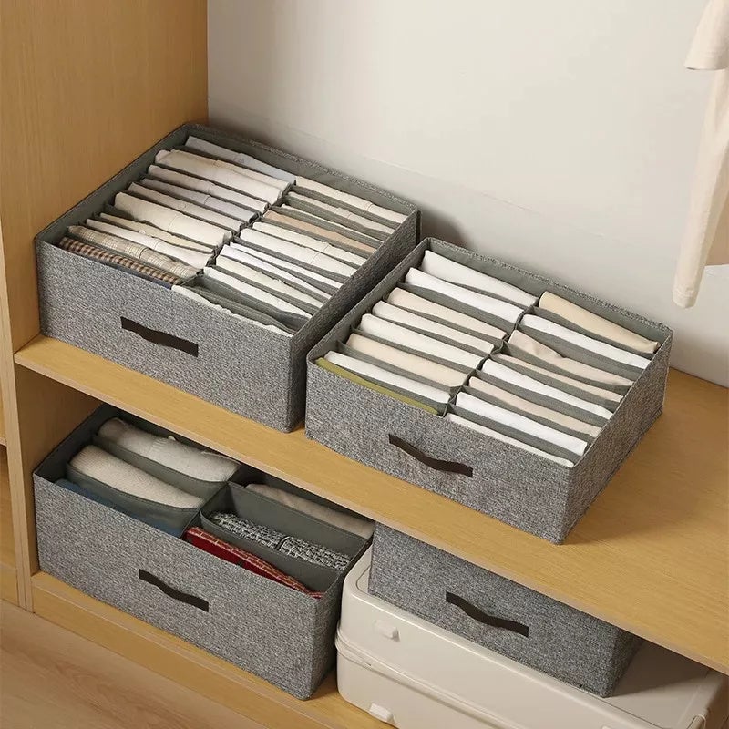 Organisateur de vêtements de garde-robe 2 pièces avec 14 grilles-Organisation et rangement de placard pour t-shirt, Jean, court, jupe - 8