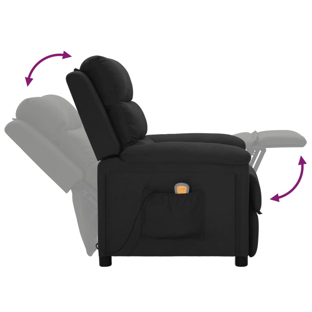 vidaXL Fauteuil de massage Noir Tissu - 5