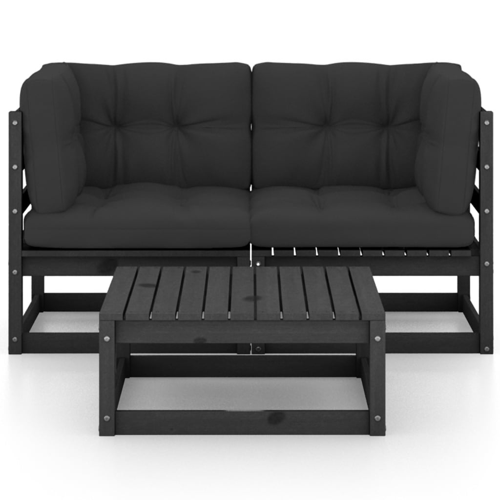 Maison Exclusive - Salon de jardin 3 pcs avec coussins Bois de pin massif - 3