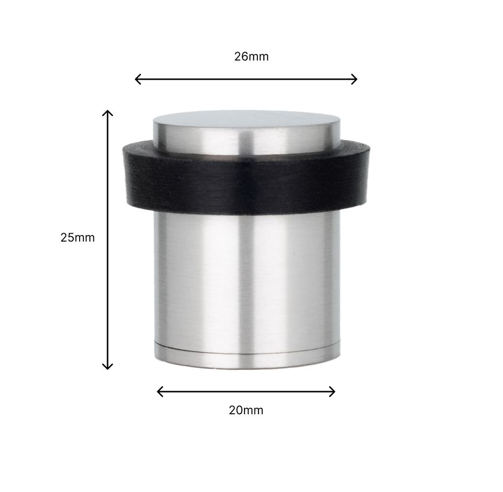 Lot de 4 butées de porte 20 x 25 mm pour sol, acier avec caoutchouc de protection noir, montage à vis, Herrajes EVI - 4