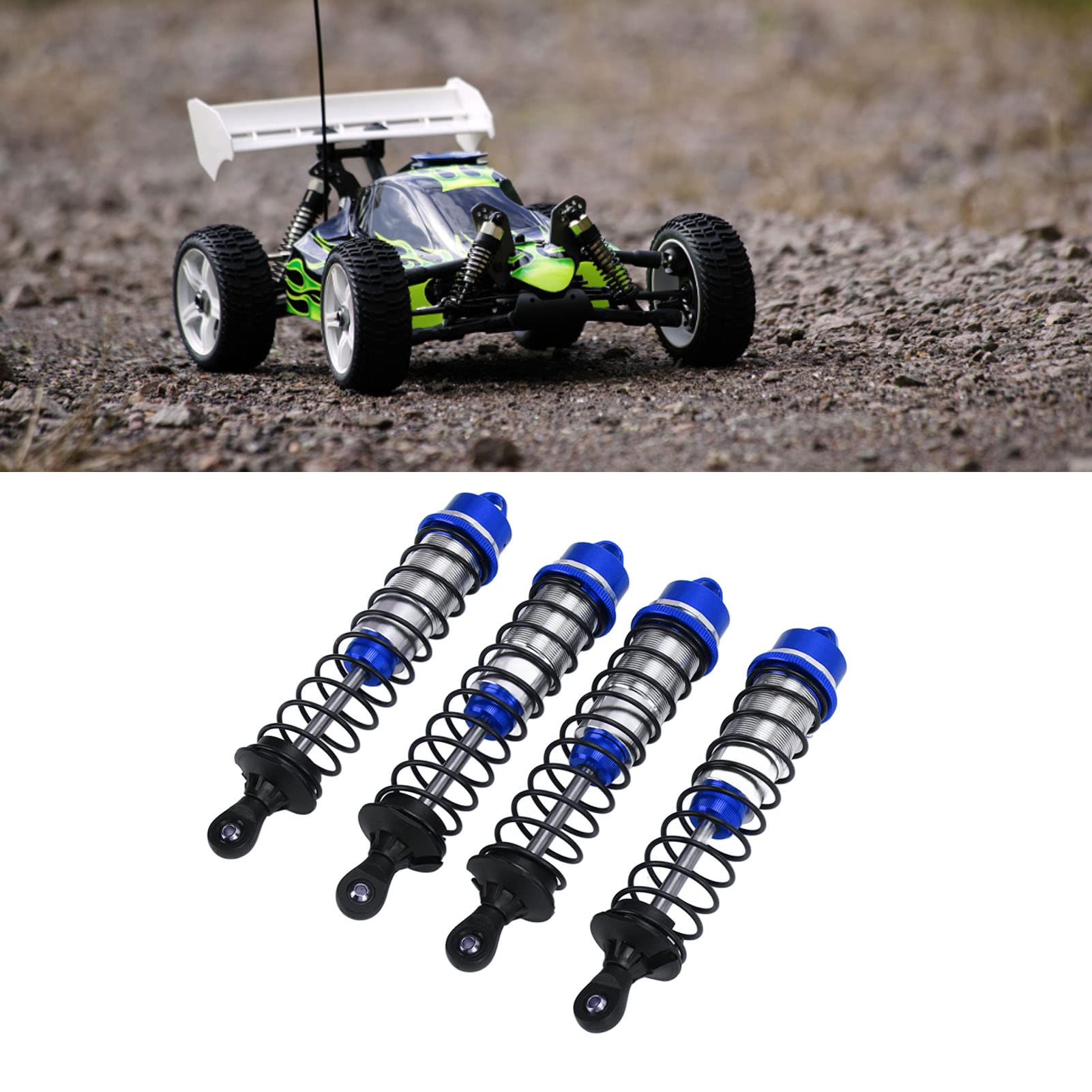 4 pezzi RC ammortizzatori anteriori posteriori RC auto ammortizzatore parte di ricambio per Traxxas MAXX 2.0 1/10 RC auto (blu scuro) - 2