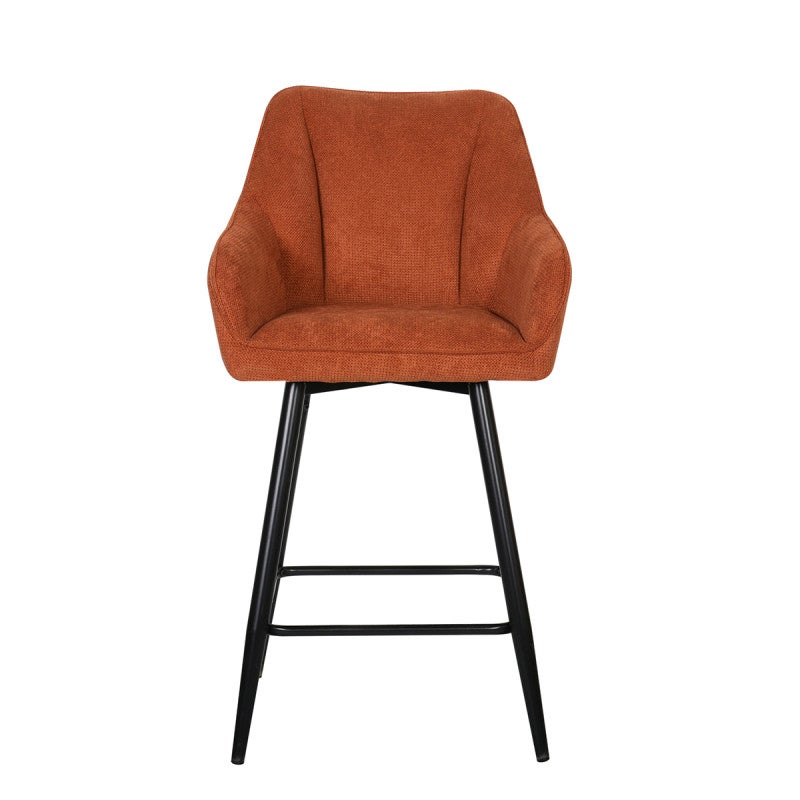 Tabouret de bar pivotant Rio terracotta pieds métal noir - 5