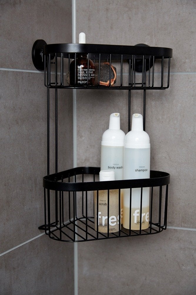 Etagère D´angle 2 Niveaux Acier Noir 23,5x33x18,5 Cm - 2