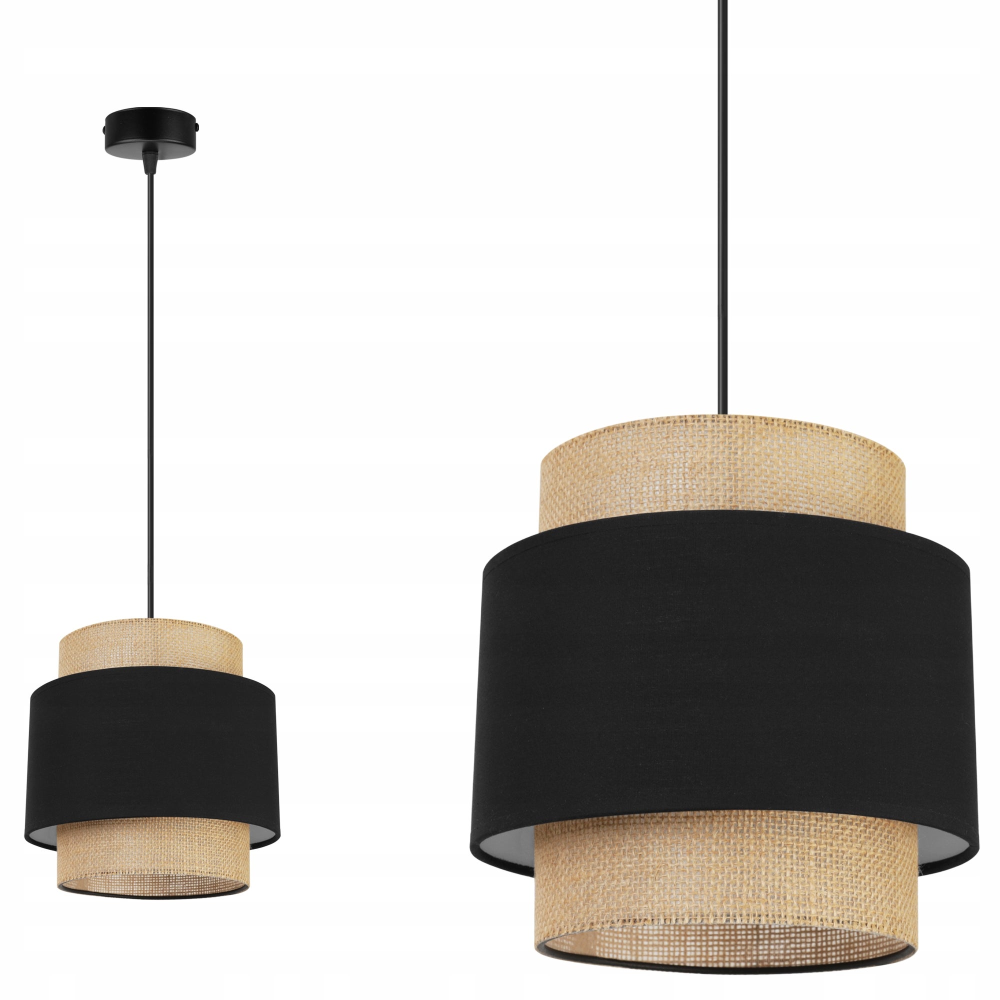 Lampa sufitowa wisząca Boho loft 1xE27 abażur juta czarny Light Home LH