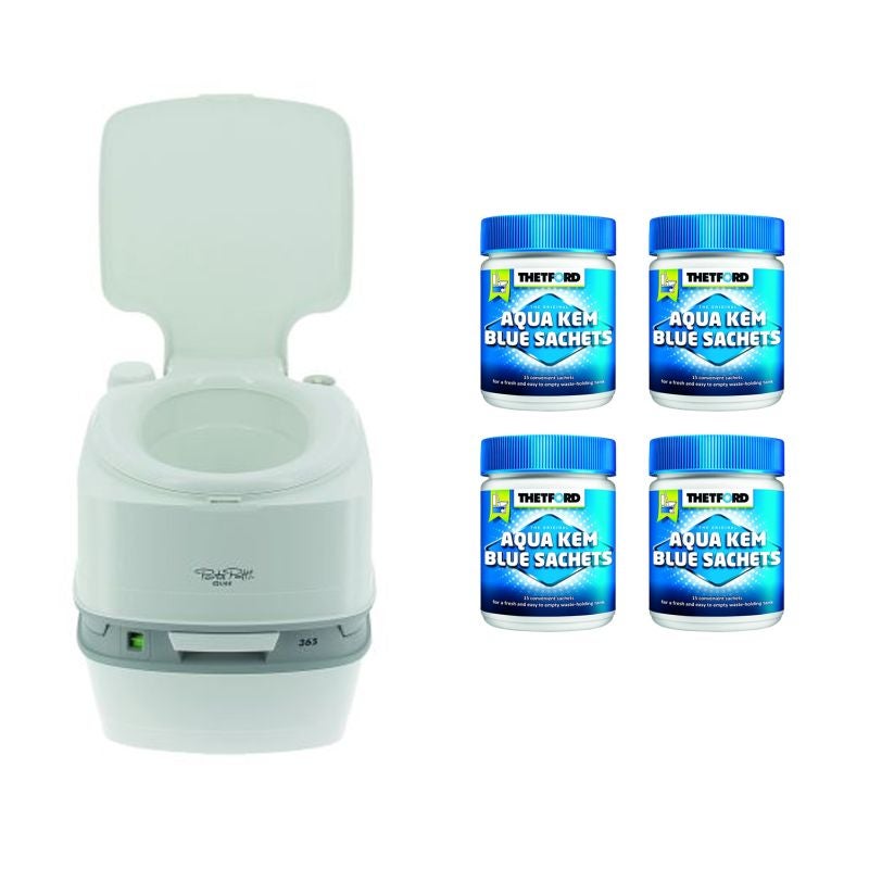 PACK THETFORD Toilette Portable 100% Autonome 12 Litres + 4x15 Sachets Traitement des Matières Camping-Car