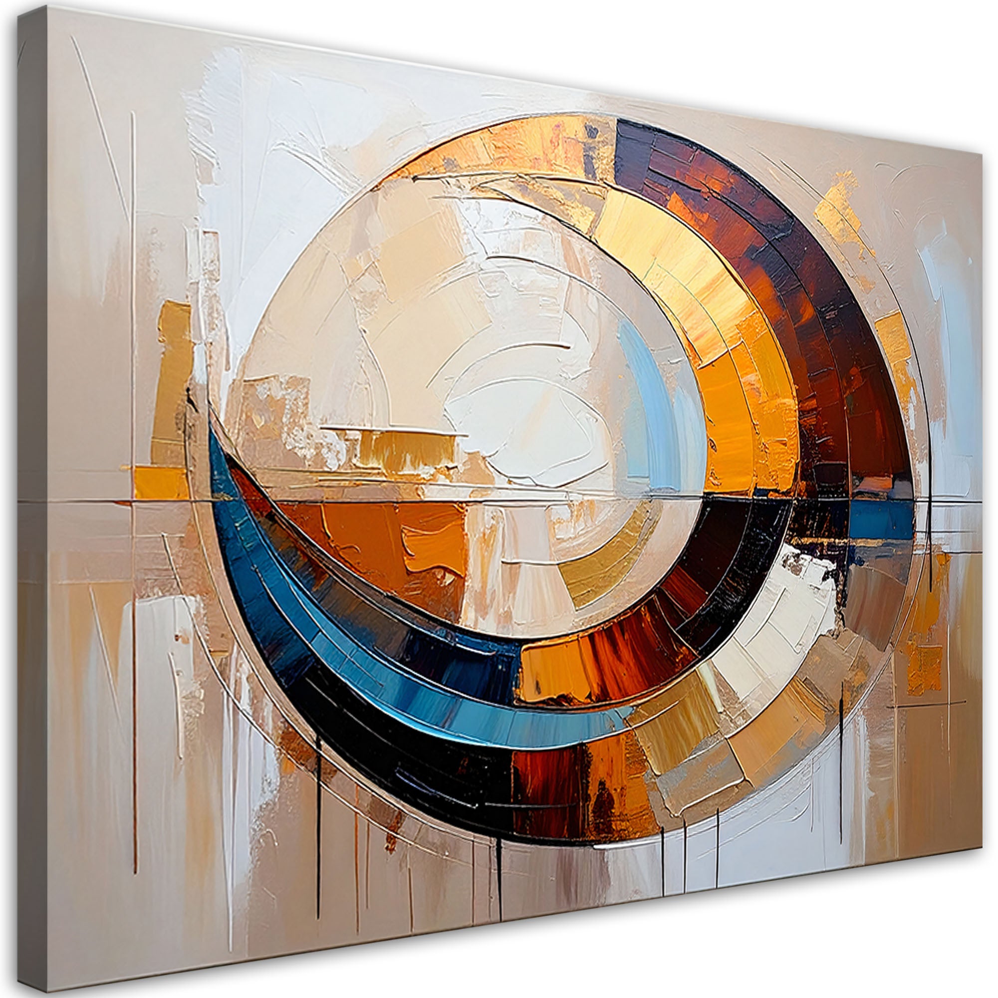 Obraz nowoczesny do salonu, Geometryczna Abstrakcja w beżu 120x80