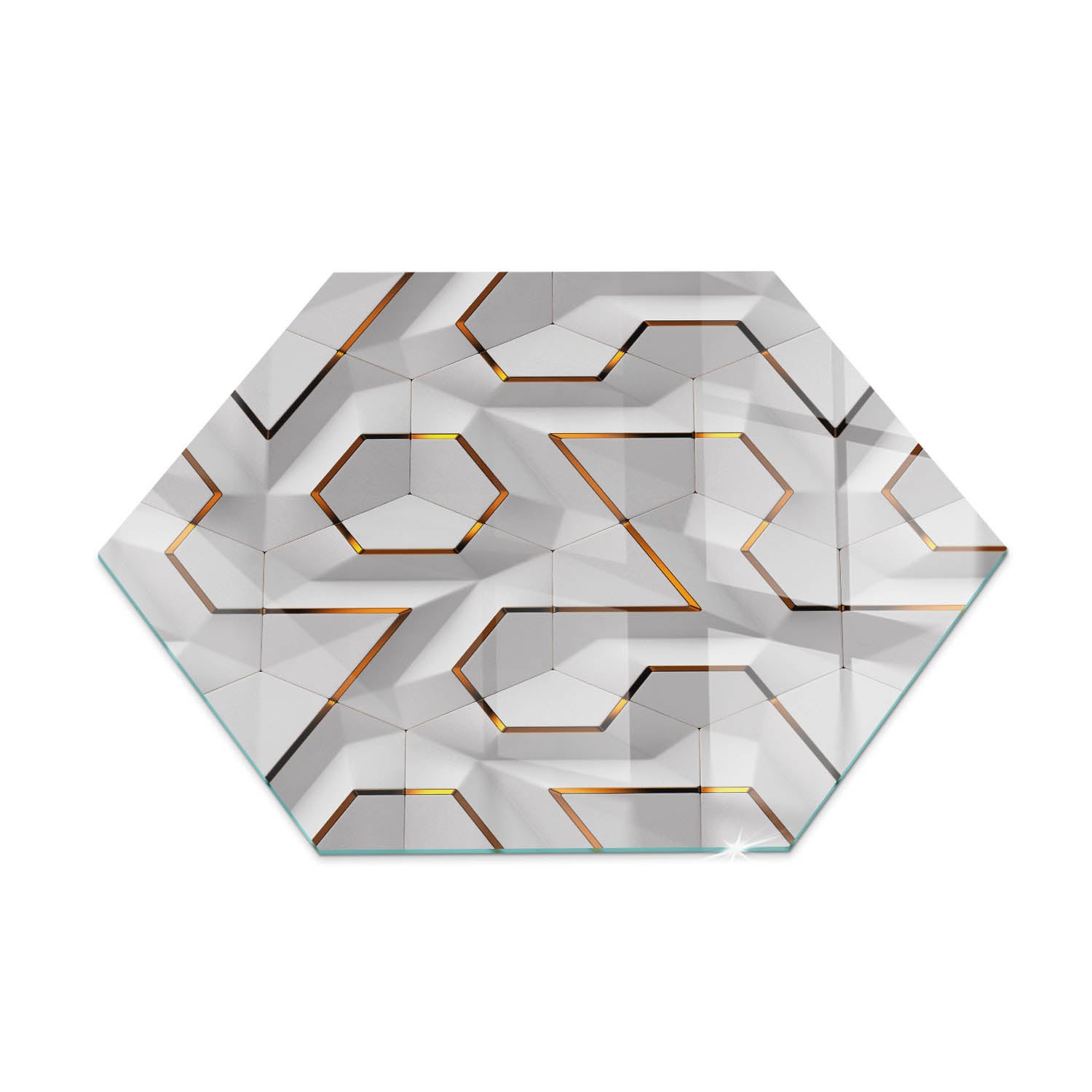 Ochronna szklana podkładka pod kominek - 40 cm - Geometryczny wzór 3D - TULUP