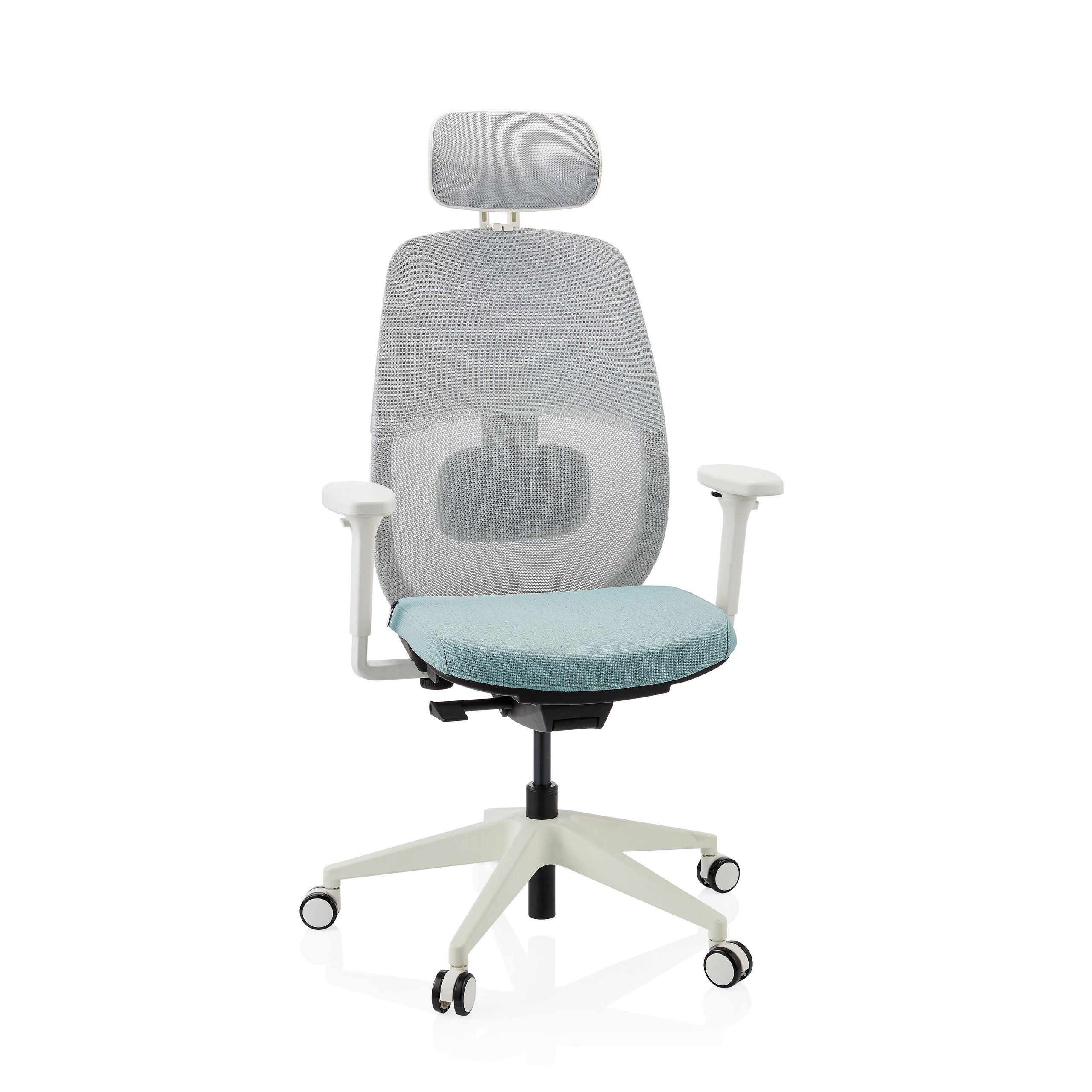 Ergonomiczne krzes?o biurowe Skandis Pro z zag?ówkiem mi?towe / bia?a podstawa hjh OFFICE