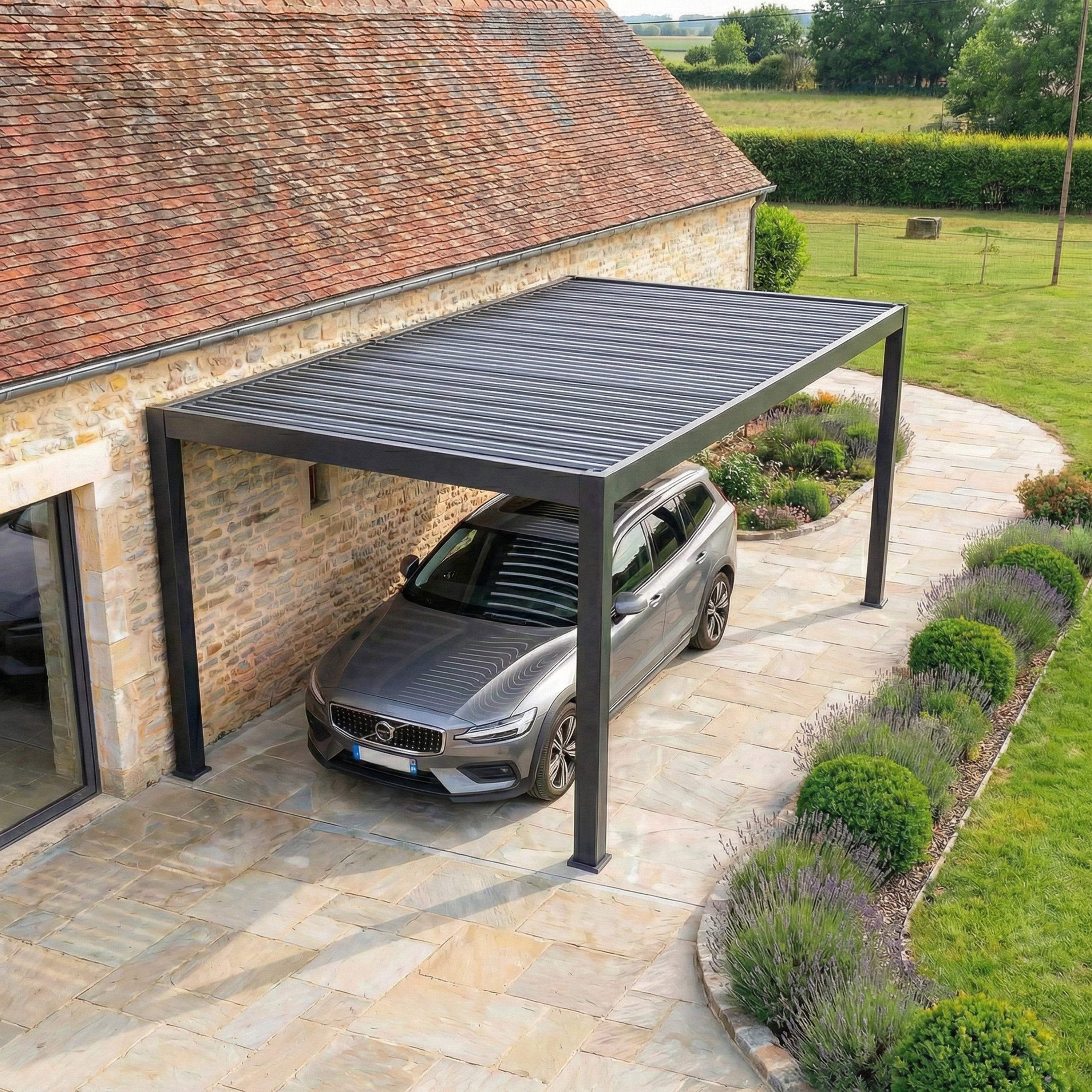 Carport Aluminium 330 x 563 cm PRESTON - 18 m2 - Hauteur : 255 - 1 Voiture - Abri Voiture Autoportant - Sans Déclaration Travaux - 3