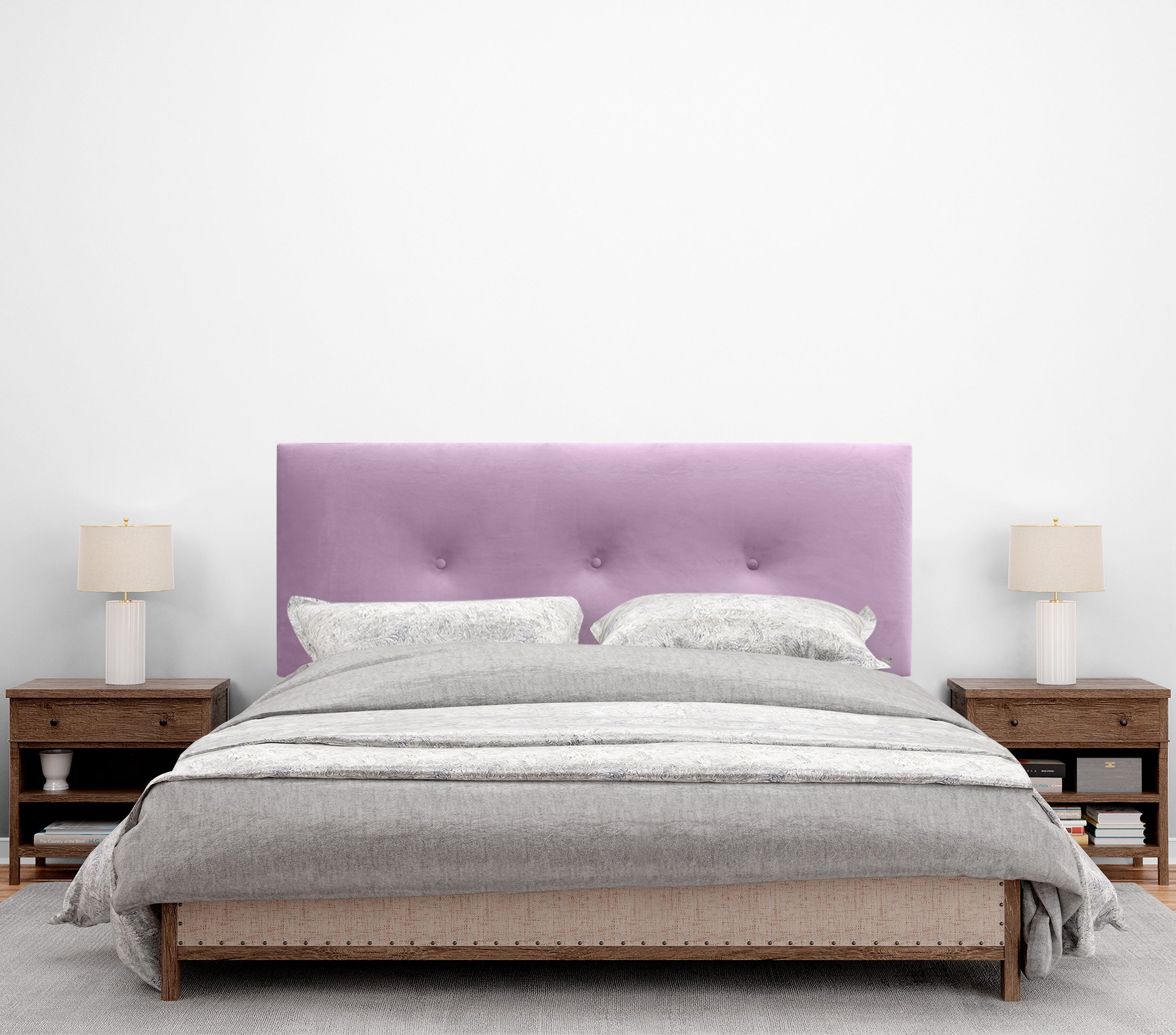 DHOME Testiera in velluto liscio con bottoni alta gamma moderna testiera imbottita per letto di lusso (Rosa, 135x60cm) - 3