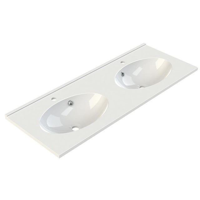 Plan de toilette 120 cm double vasque blanc CUP Allibert