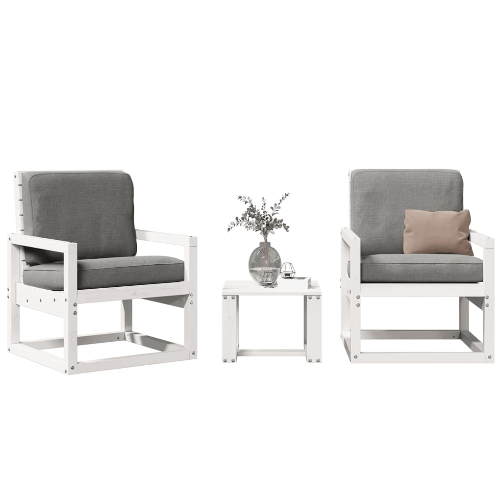 Set Salon De Jardin 3 Pièces KOMFOTTEU – 2 Fauteuils + Table Ronde, Empilable, Gris - 7