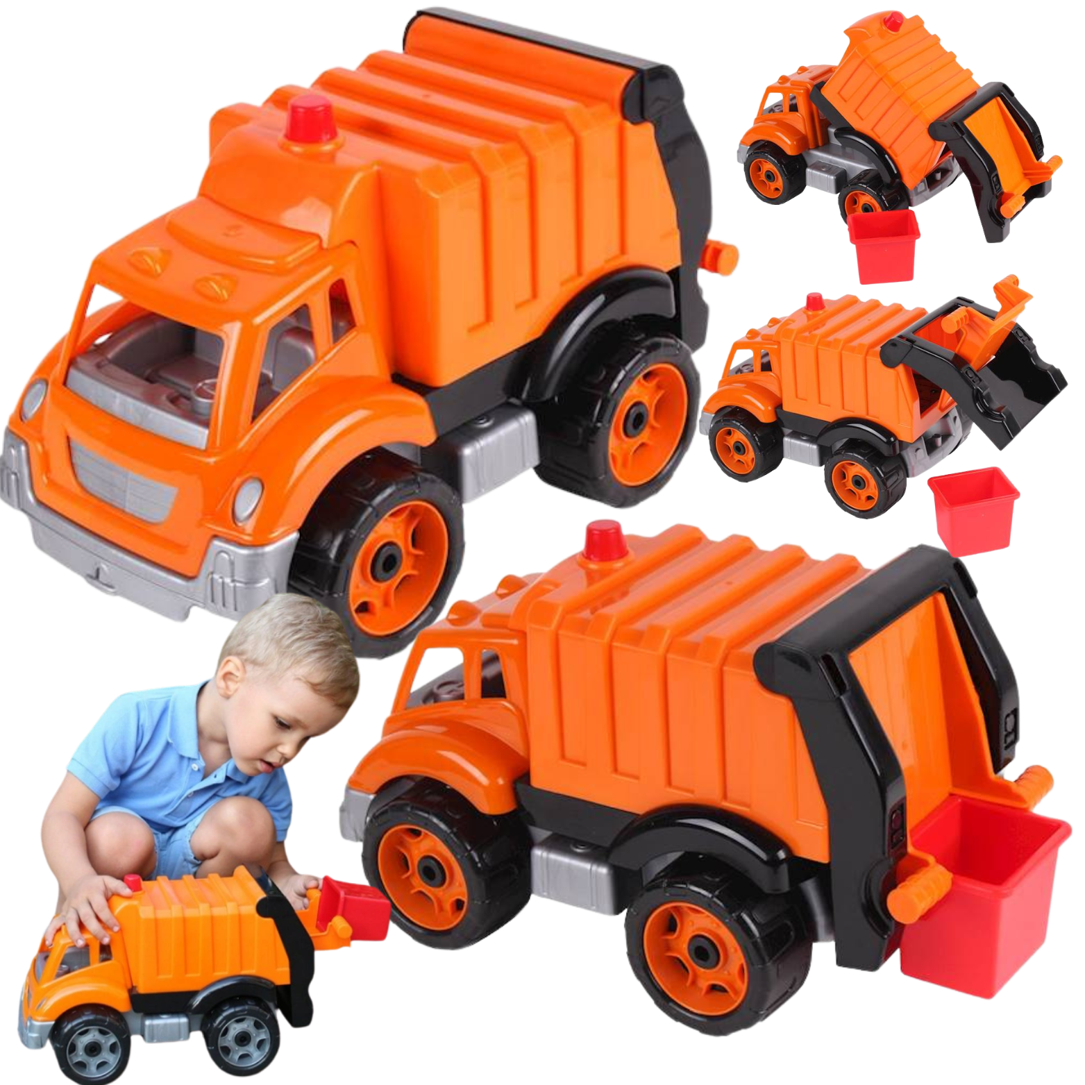 Samochód Śmieciarka Pomarańczowa Autko Dla Dzieci Technok 9727