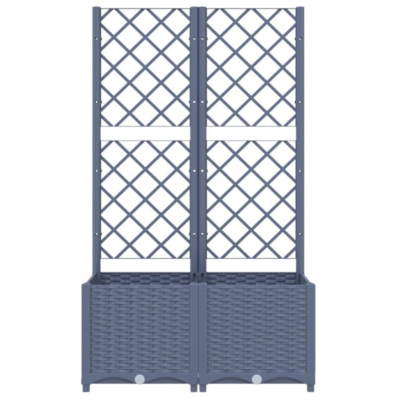 Jardinière avec treillis bleu gris 80x40x136 cm PP - 4