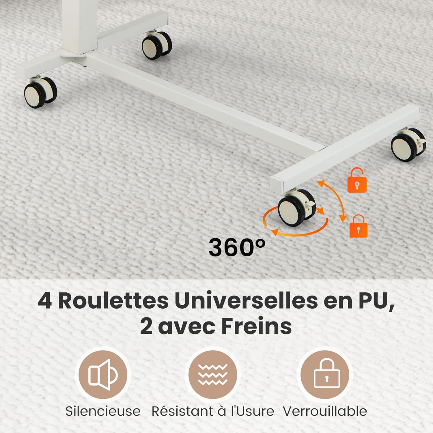 Tavolino da Letto e Divano per PC, Tavolino Regolabile in Altezza con Ruote Bloccabili e Piano Ovale, Tavolino per Mangiare e Lavorare, 76 x 5 - 7