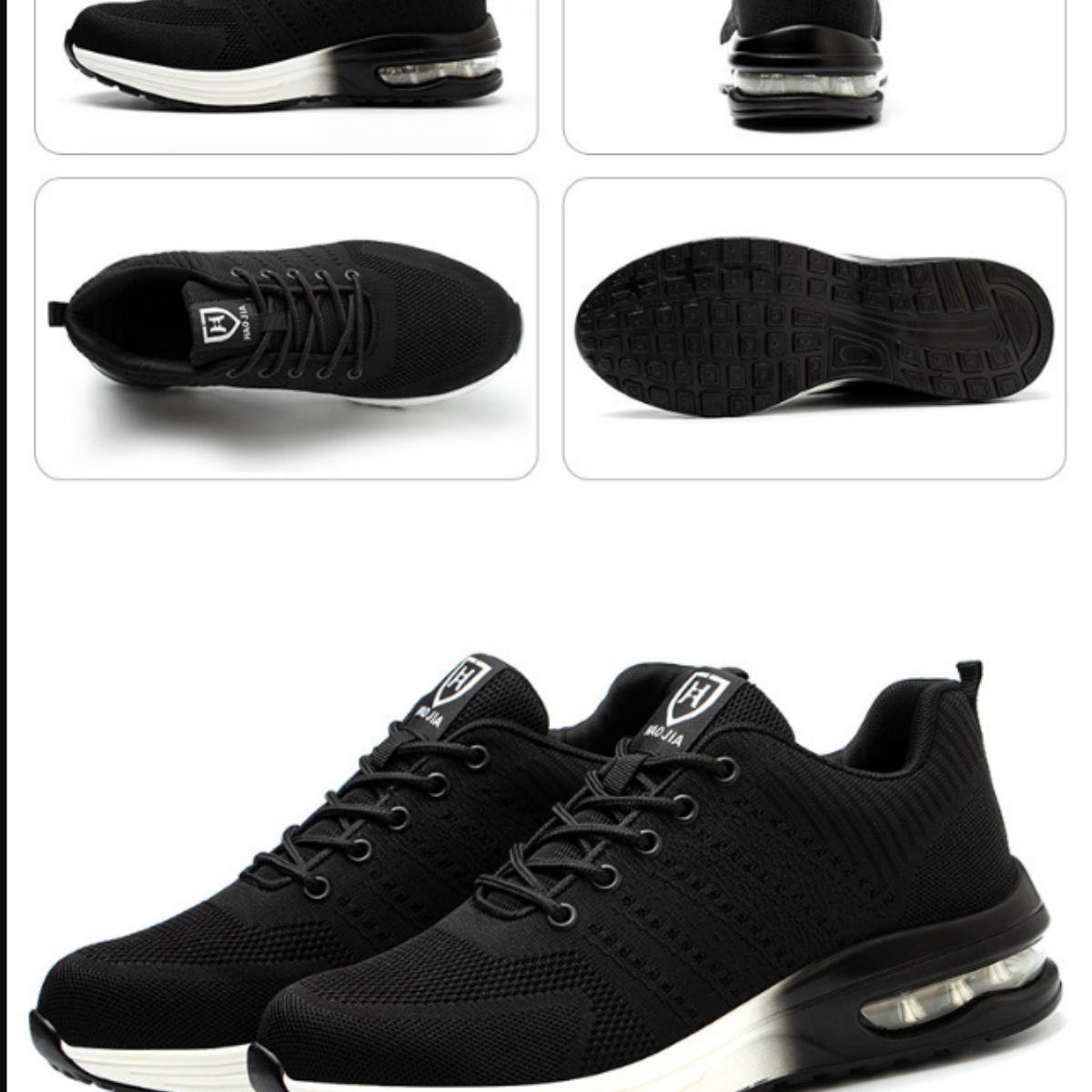 Chaussures de Securité Hommes Femmes Legere Basket de Securite Respirante Confortable Chaussure de Travail avec Embout en Acier Noir Taille 41 - 6