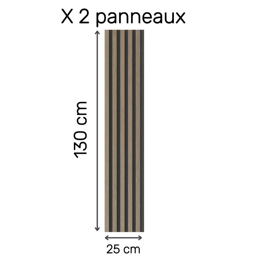 Lot de 2 panneaux décoratifs muraux Ht : 130 CM X Lg : 25 CM Malt - revêtement mural moderne - panneaux acoustiques - décoration mural intérieur. - 3