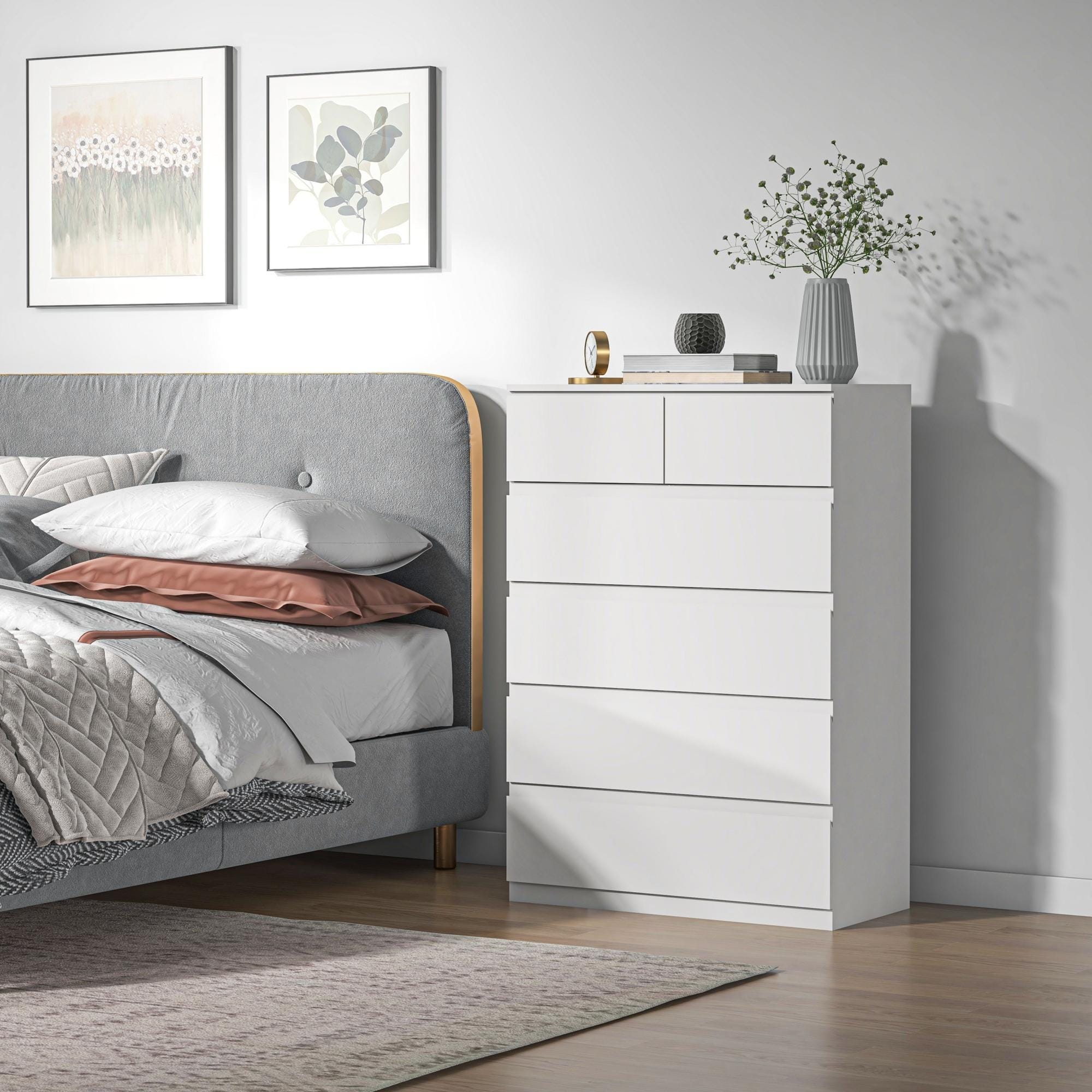 Commode Room Design Commode 6 tiroirs meuble de rangement sans poignées design minimaliste ...