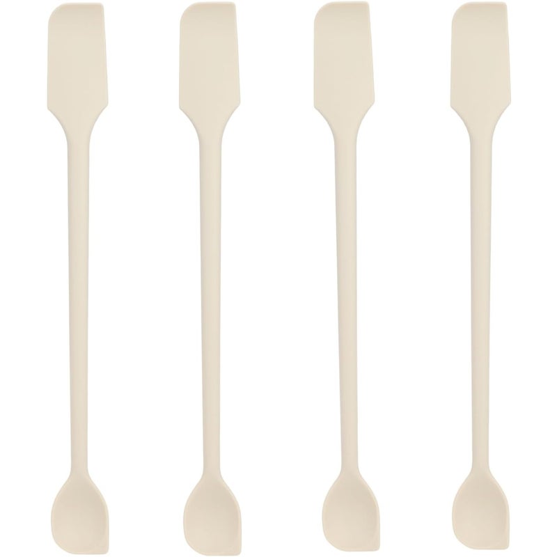 mini szpatułki, wielofunkcyjne, dwugłowicowe, silikonowe, małe szpatułki kuchenne, praktyczne akcesoria (kremowa biel)