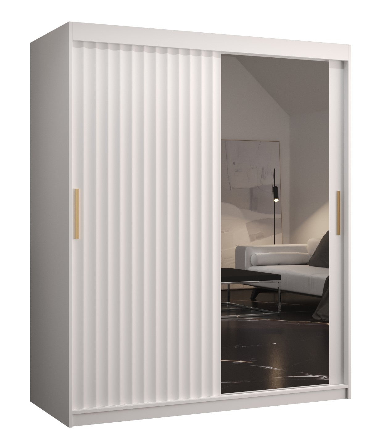 Szafa przesuwna garderoba RIFLO WAVE 2 150 x 62 x 200 cm Biały - Abiks Meble