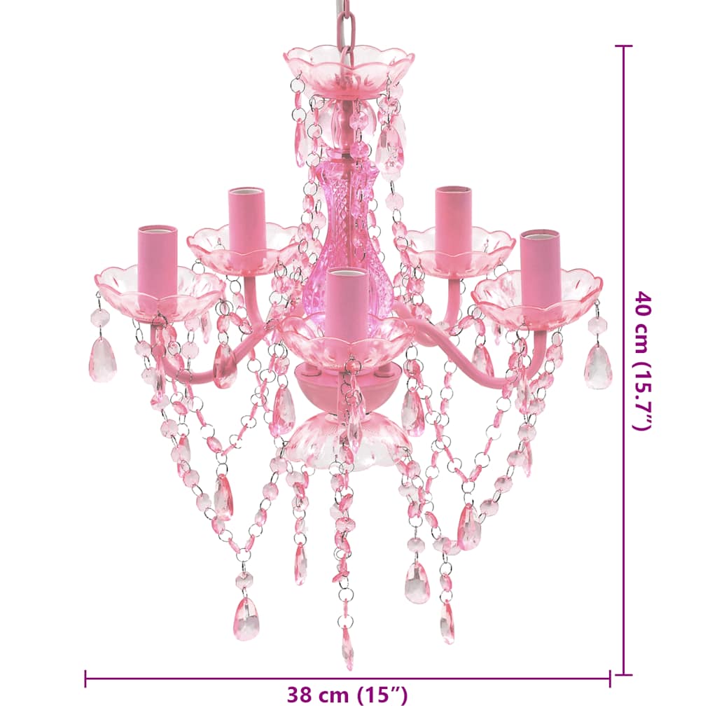 vidaXL Lustre avec 5 ampoules Crystal rose - 8