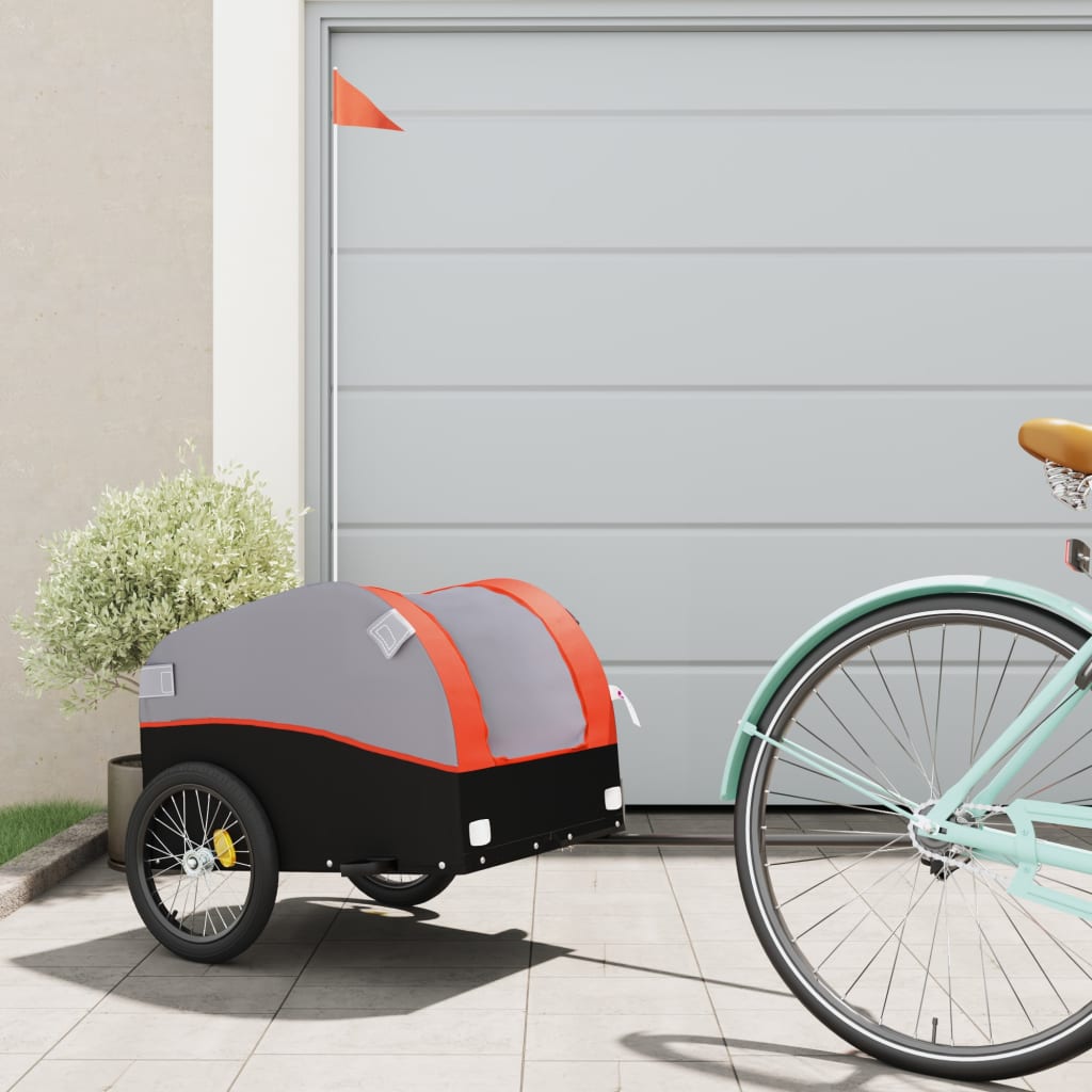 tectake® Rimorchio per Biciclette 2 in 1, Multifunzionale, Carrello a Mano, Cassa Rimovibile con Maniglie, Telo Impermeabile, Pneumatici con Cuscinetti a Sfera, Capacità Fino a 50 kg - Nero