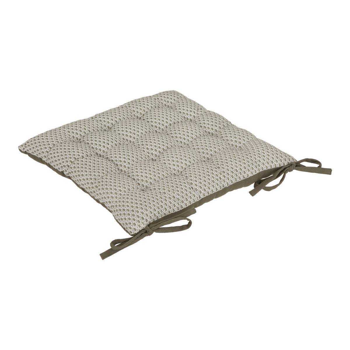 Atmosphera Galette De Chaise Otto – 100% Coton Gris, 38 X 38 Cm, Liens Pratiques