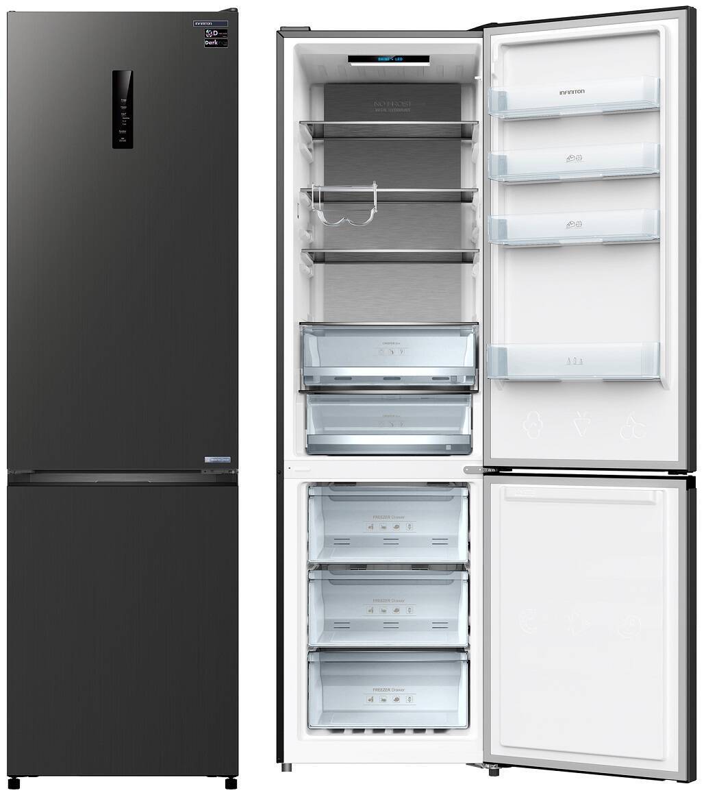 Infiniton Frigorifico Combi Fgc403c20ddk No Frost Dark Inox 405 L 200X59,5X66 Clase D Luz Led Cajon Fresh Zone - Imagen 2