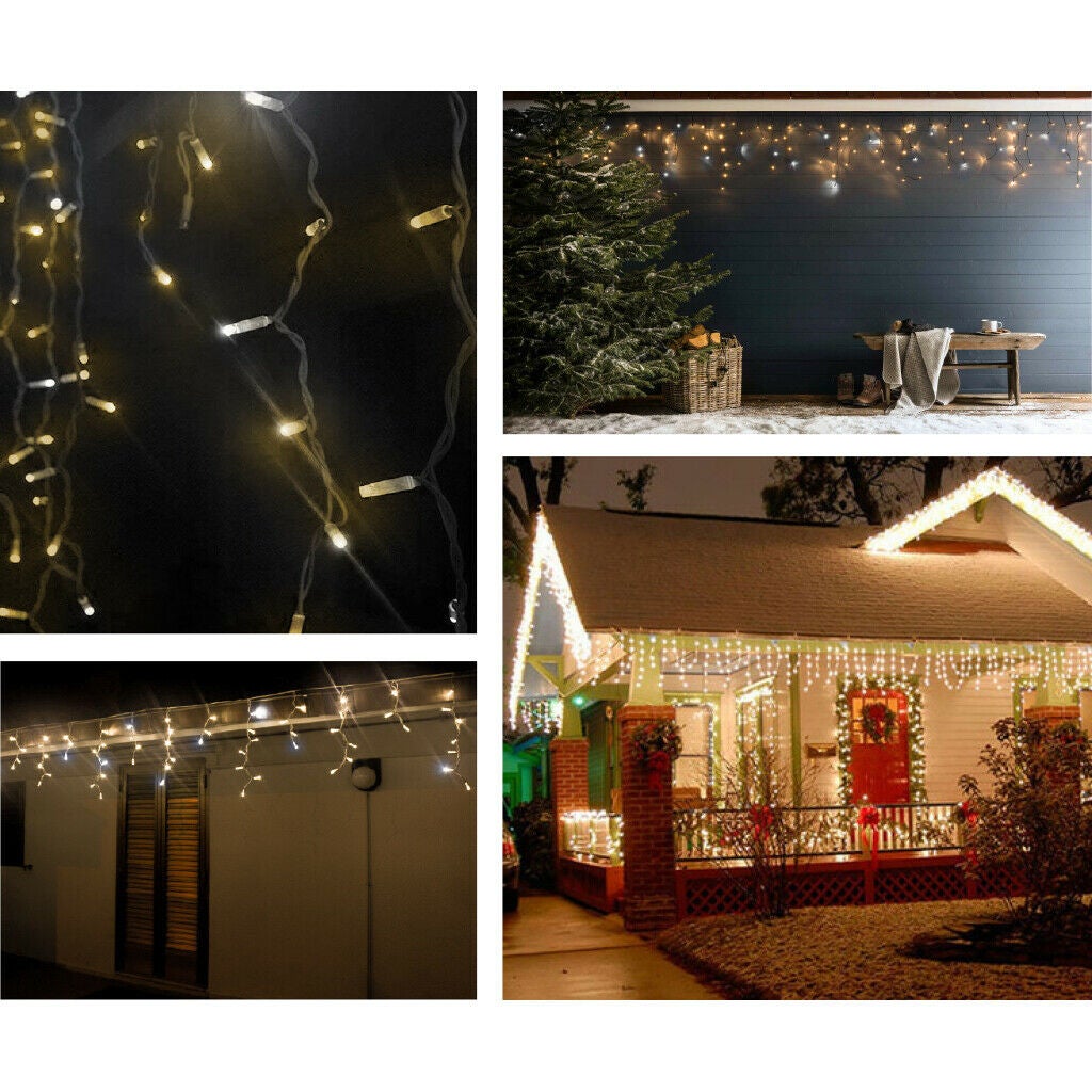 Tenda luminosa per esterno con 256 led caldo fisso freddo intermittente 6 mt - 2