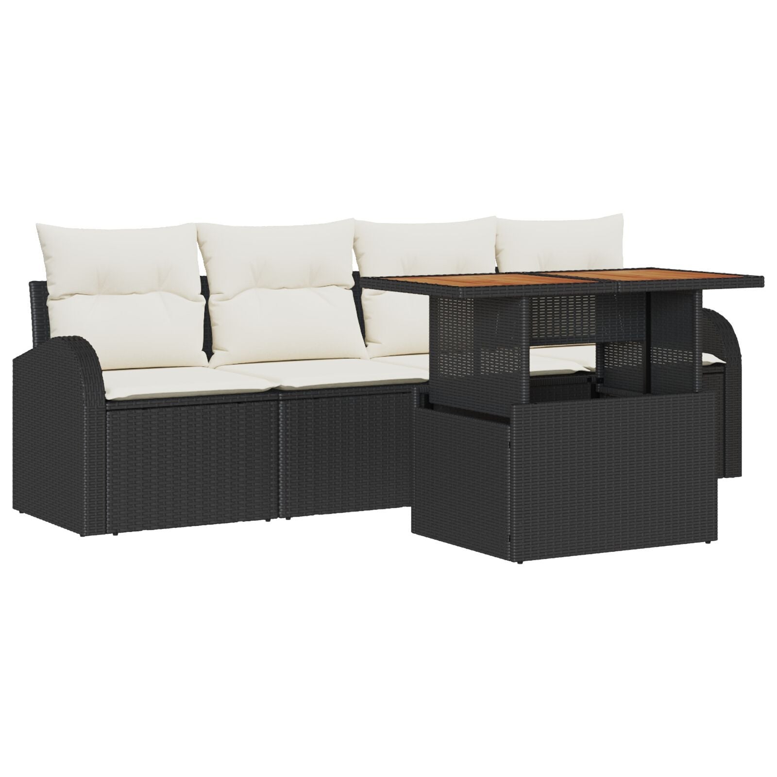 Zestaw Sof na Ogród z przechowywaniem 5 pcs Czarny Polirattan vidaXL