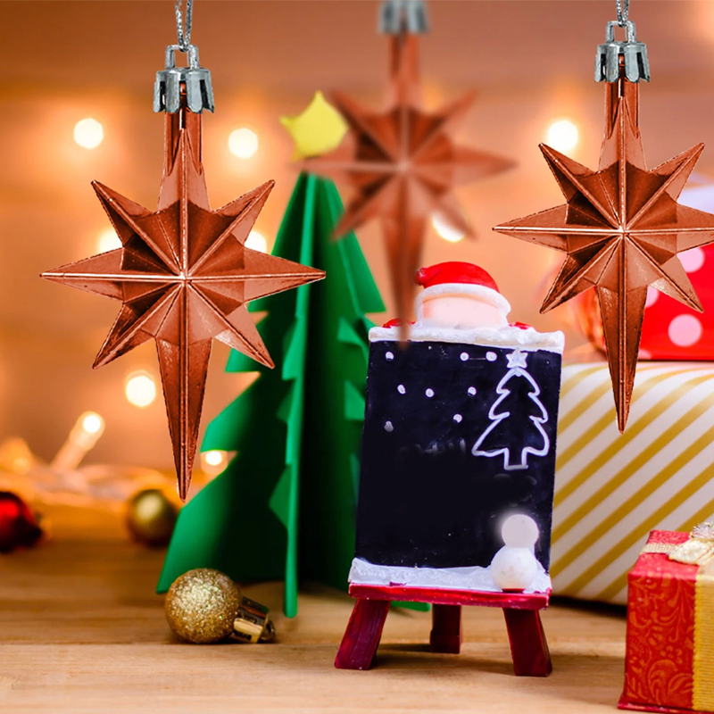 12 decorazioni a forma di stella a 8 punte da 8 cm - Decorazioni per alberi di Natale e location - 4