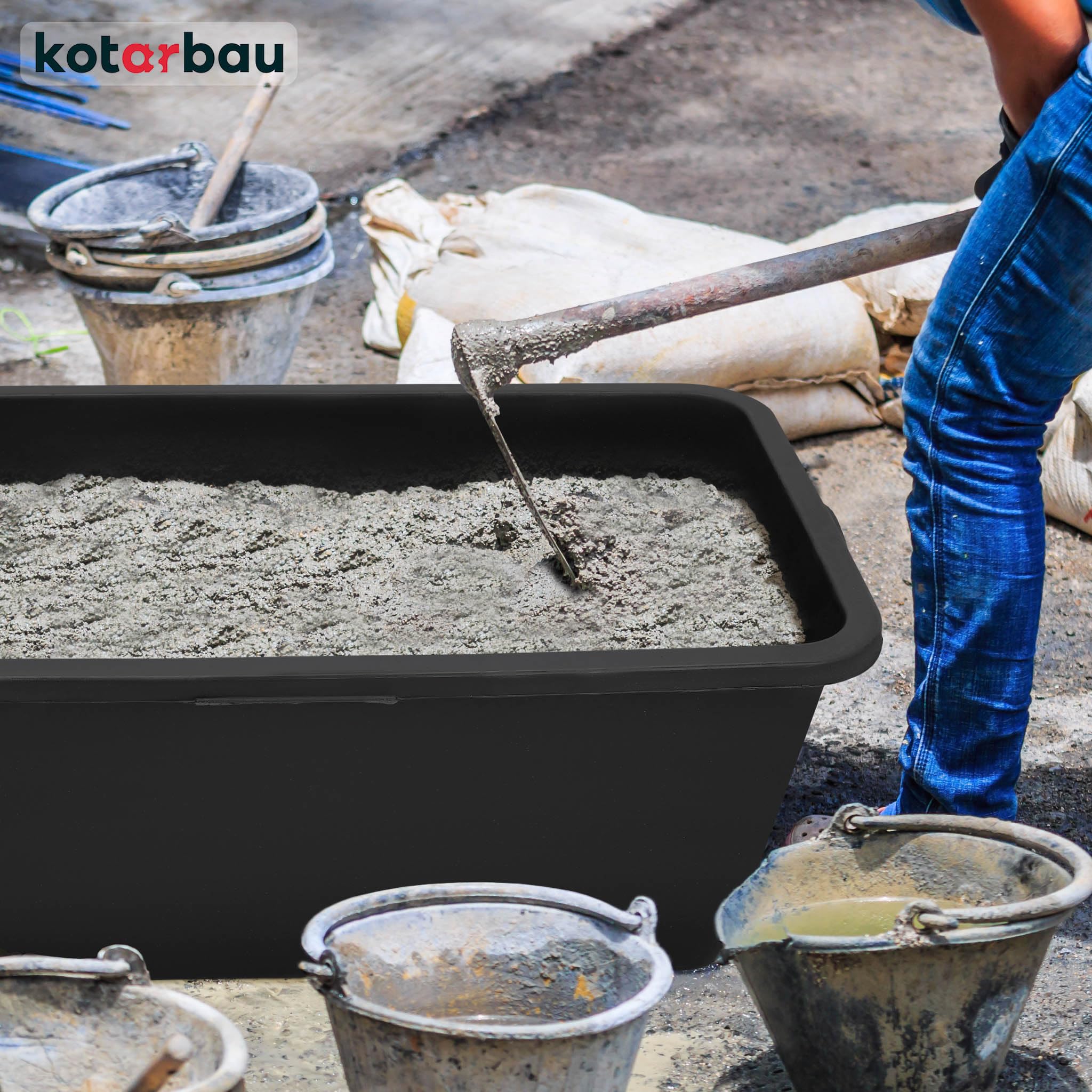 Auge de Maçon - Seau Plastique - 80 L - 78x54x31 cm - Bac À Mortier - Rectangulaire - Noir KOTARBAU - 3