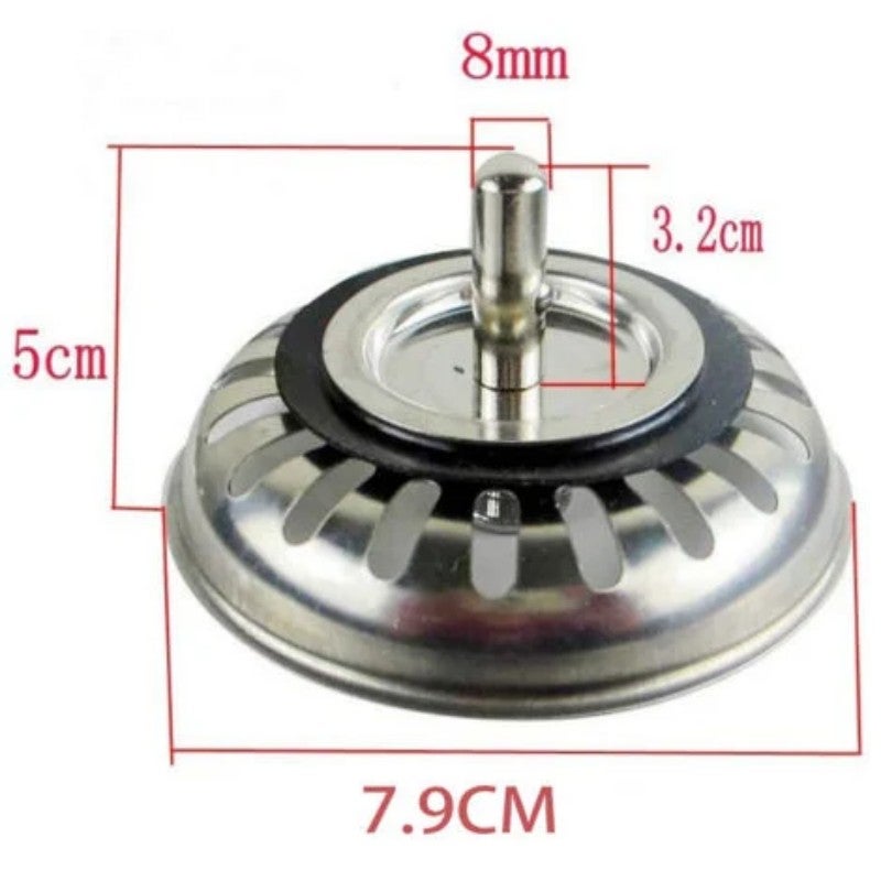 Panier Pour Bonde d'Évier de Cuisine 80 mm - Crépine Universelle Acier Inoxydable, Bouchon Panier Pop-Up, - Lavable Lave-vaisselle, Ne se Bouche - 5