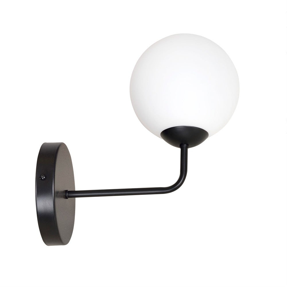 Lampa ścienna Nordic Mobis czarne ramię skierowane do góry i szklana kula 1xE14