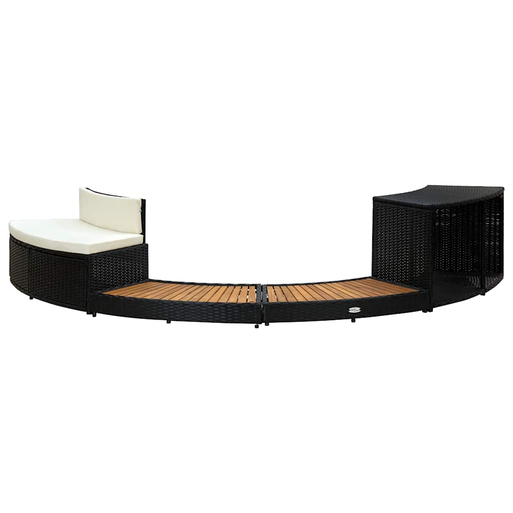 vidaXL Cadre de spa noir résine tressée et bois d'acacia - 2