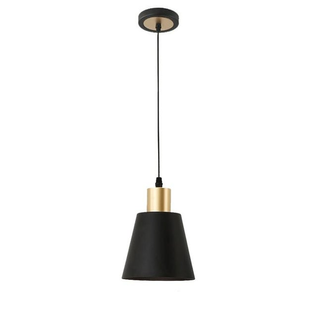 Czarna lampa wisząca nad wyspę kuchenną nowoczesna lampa wisząca w stylu industrialnym metalowym stożkowym kloszem oprawa wisząca bez źródła światła