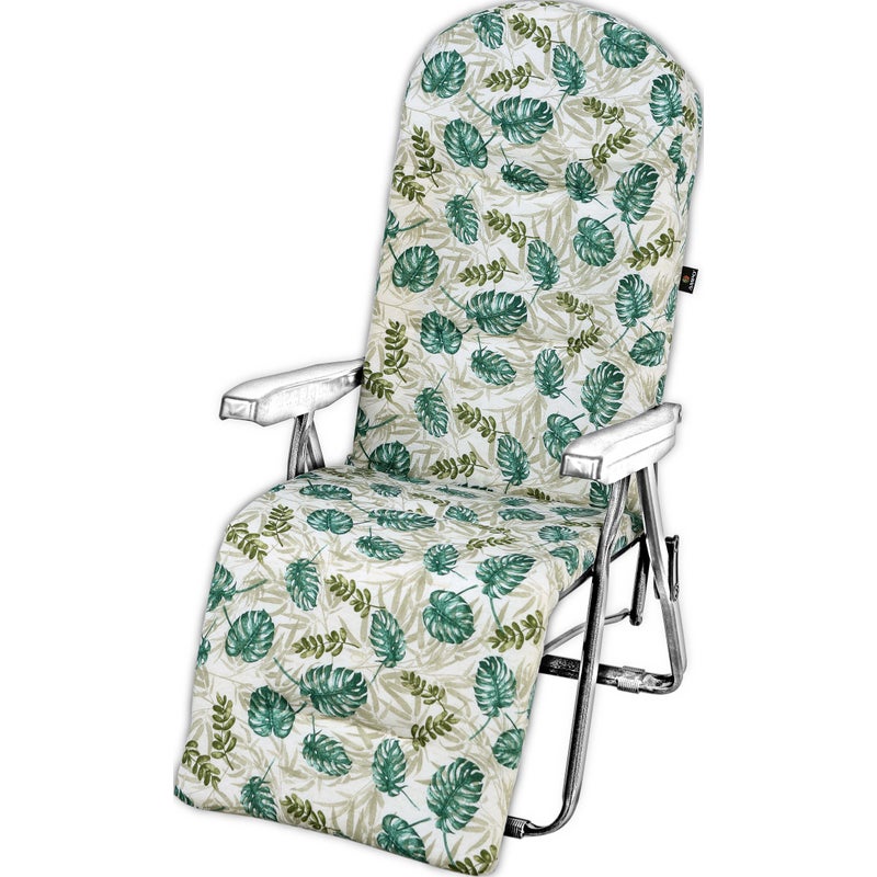 Poduszka na leżak ogrodowy z podnóżkiem AMPO zielony beżowy 1 szt.