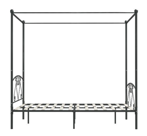 Lit à baldaquin métal gris Tommy 160x200 cm - 4