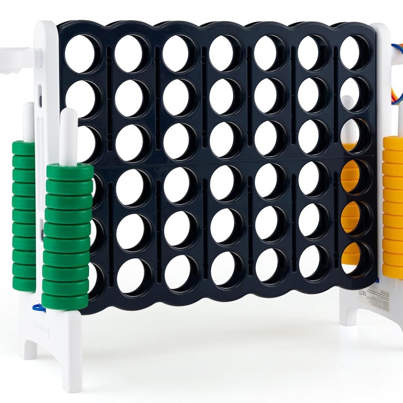 Puissance 4 Géant, Gra Planszowa Puissance 4 z 42 Pierścieniami i Suwakami do Szybkiego Restartu, Gra Strategiczna dla Dzieci 84 x 33 x 79 cm, Biała