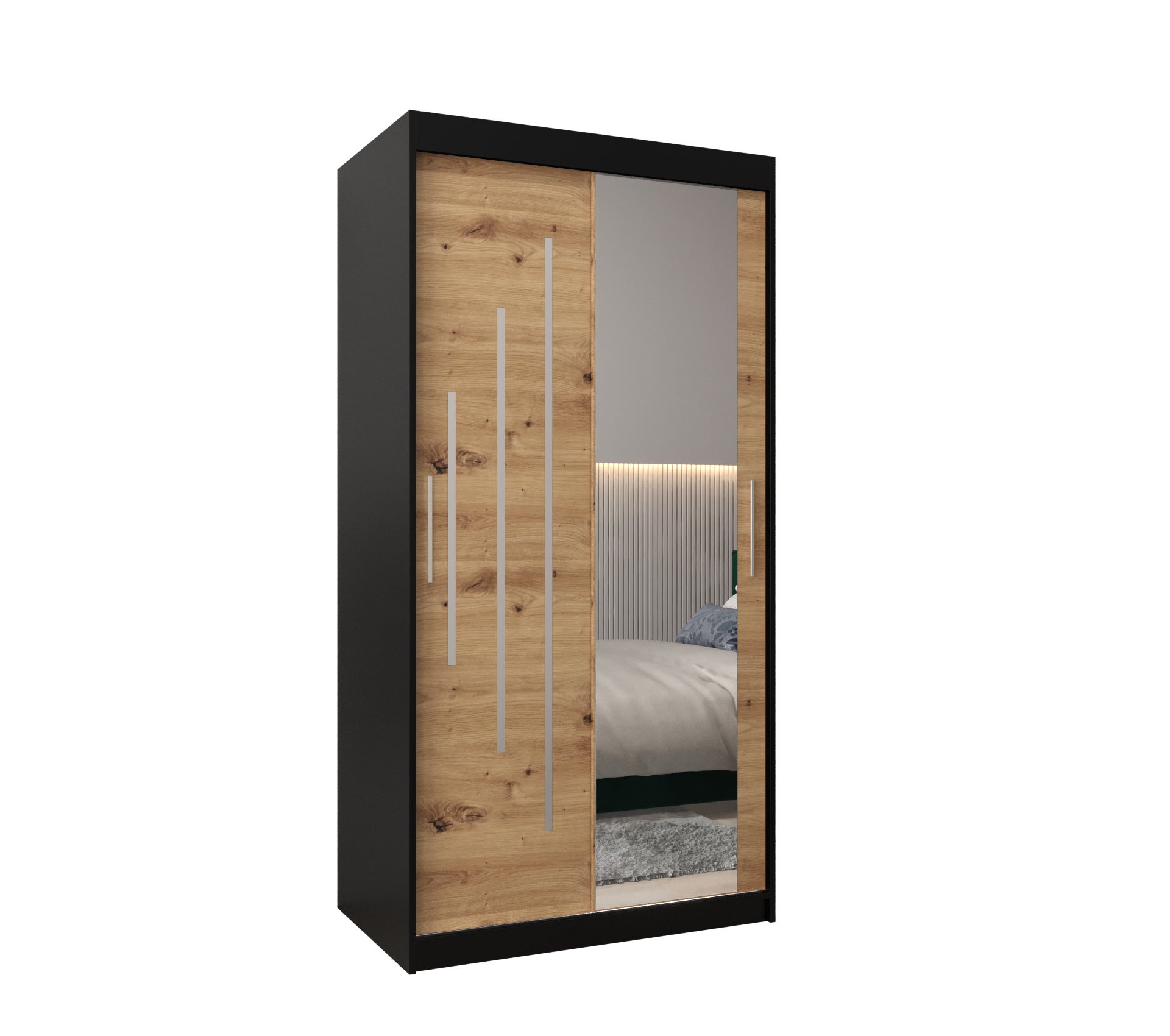 Szafa przesuwna garderoba York 2 100 x 62 x 200 cm Czarny + Artisan - Abiks Meble