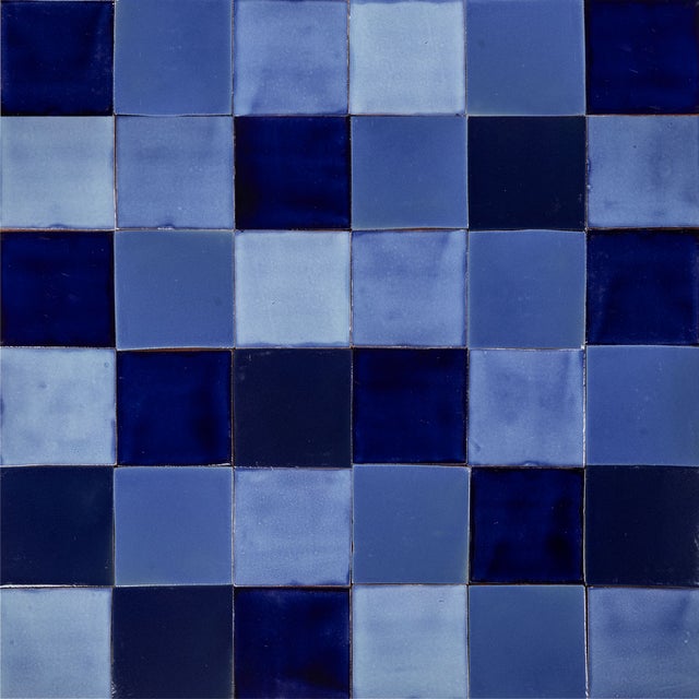 Azula - Patchwork bleu de carreaux unis 10.5 x 10.5 cm - 90 pcs, 1 m2, pour salle de bain, douche, escalier, cuisine